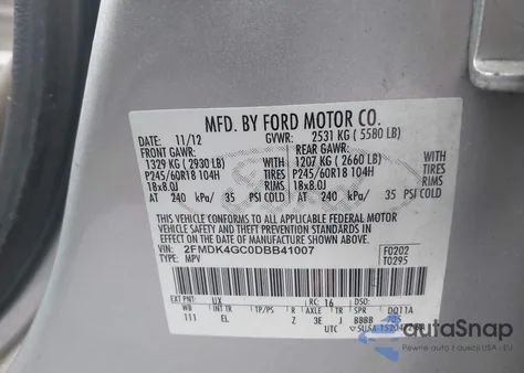 2013 Ford Edge Se z USA, uszkodzony, nr VIN 2FMDK4GC0DBB41007